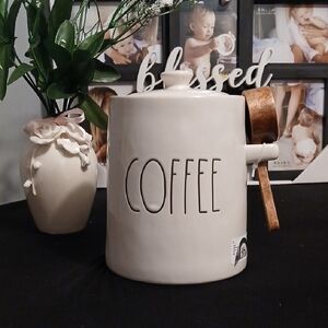 Rae Dunn Cream Coffee Canister with Wooden Scoop NWT